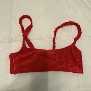 Xhilaration Red Ribbed Bathing Suit Top